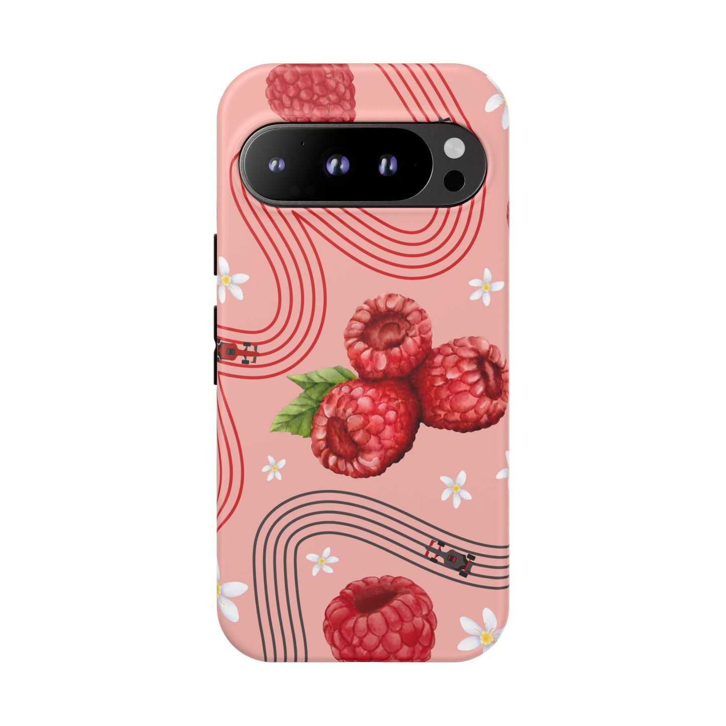 Red F1 Haas and Raspberries Phone Case, Trendy F1 Gift, Formula 1 Gift, Cute Fruit F1 Phone Case, Unique Phone Case