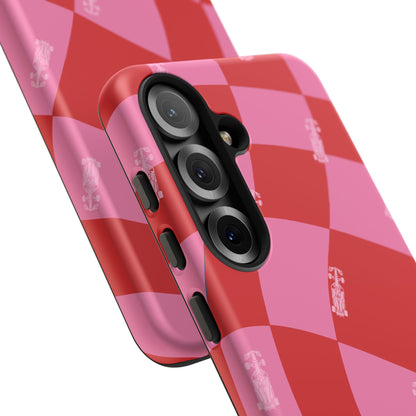F1 Phone Case Pink and Red Checkerboard Design, Trendy F1 Gift, Girly Formula 1 Gift, Cute F1 Phone Case, Unique Formula One Phone Case