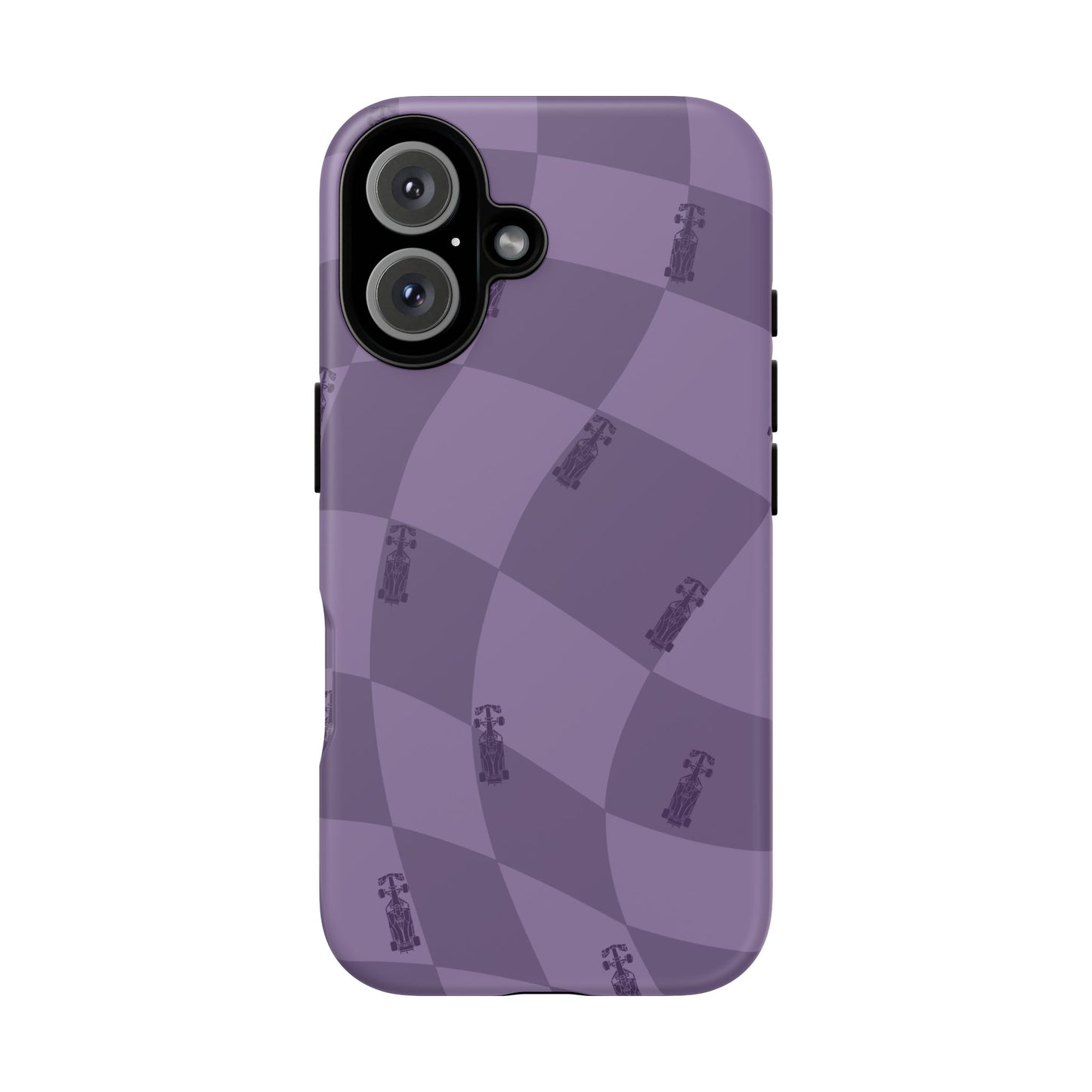 F1 Phone Case Purple Checkered Design, Trendy F1 Gift, Formula 1 Gift, Cute F1 Phone Case, Unique Formula One Phone Case