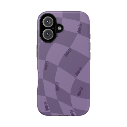 F1 Phone Case Purple Checkered Design, Trendy F1 Gift, Formula 1 Gift, Cute F1 Phone Case, Unique Formula One Phone Case