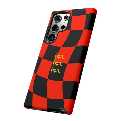 F1 Ferrari Black and Red Checkered Phone Case, Box Box Box F1 Phone Case