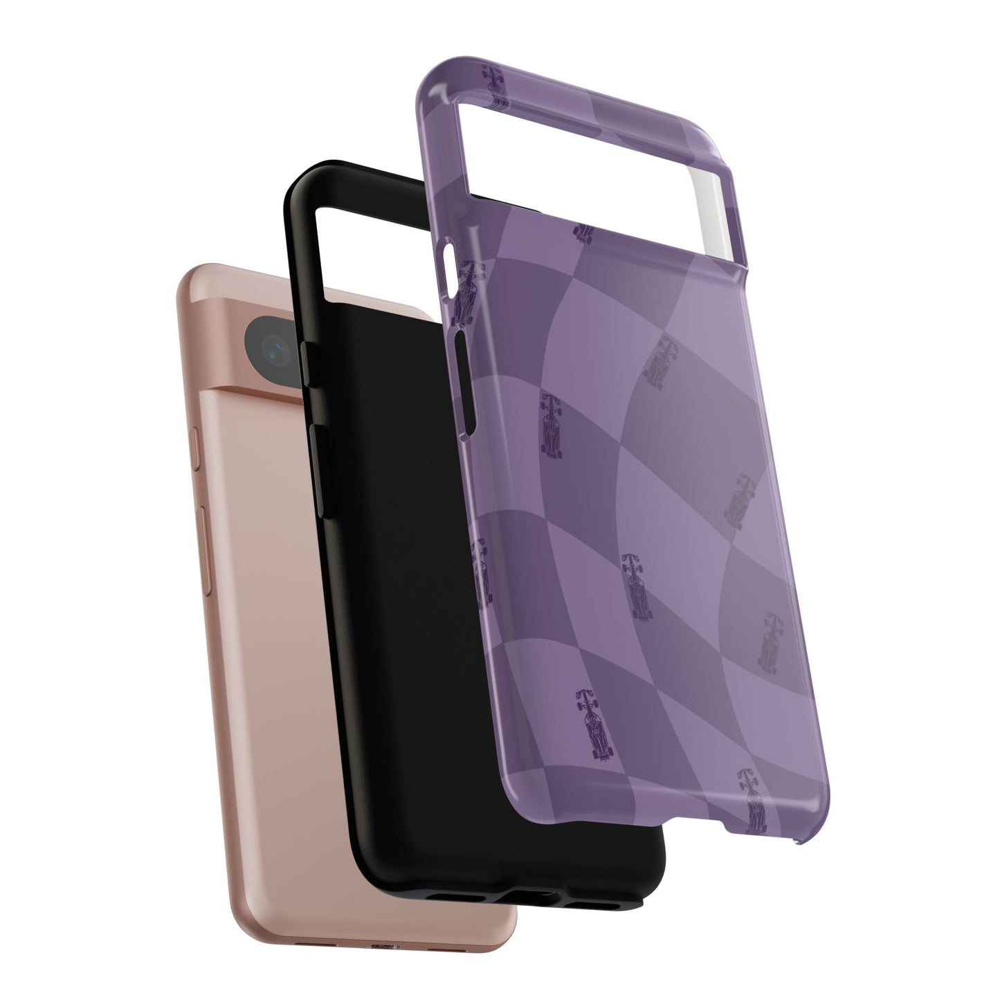 F1 Phone Case Purple Checkered Design, Trendy F1 Gift, Formula 1 Gift, Cute F1 Phone Case, Unique Formula One Phone Case