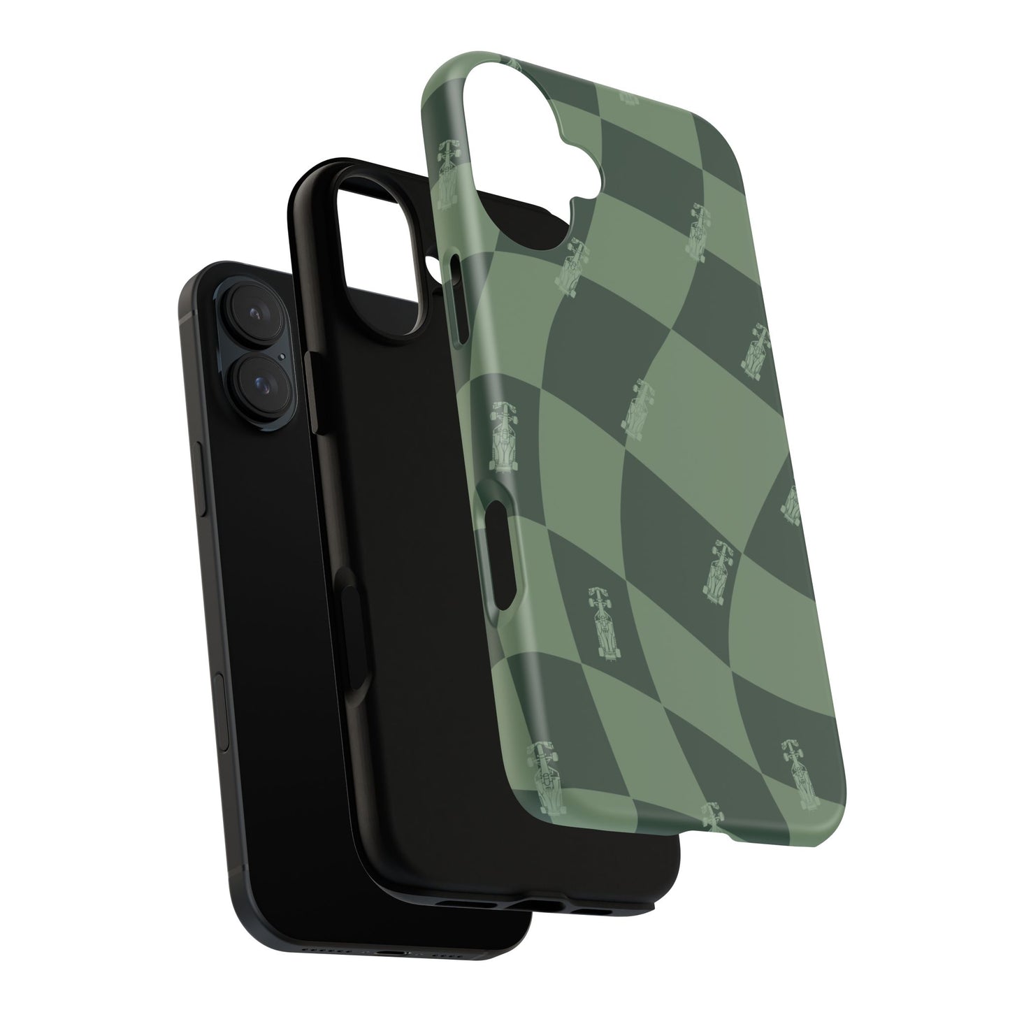F1 Phone Case Green Checkerboard Design, Trendy F1 Gift, Formula 1 Gift, Cute F1 Phone Case, Unique Formula One Phone Case
