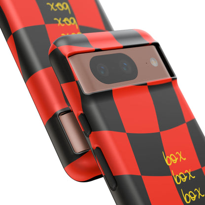 F1 Ferrari Black and Red Checkered Phone Case, Box Box Box F1 Phone Case
