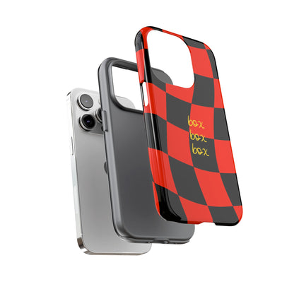 F1 Ferrari Black and Red Checkered Phone Case, Box Box Box F1 Phone Case
