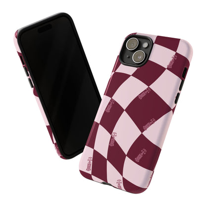 F1 Phone Case Pink Checkered Design, Trendy F1 Gift, Formula 1 Gift, Cute F1 Phone Case, Unique Formula One Phone Case