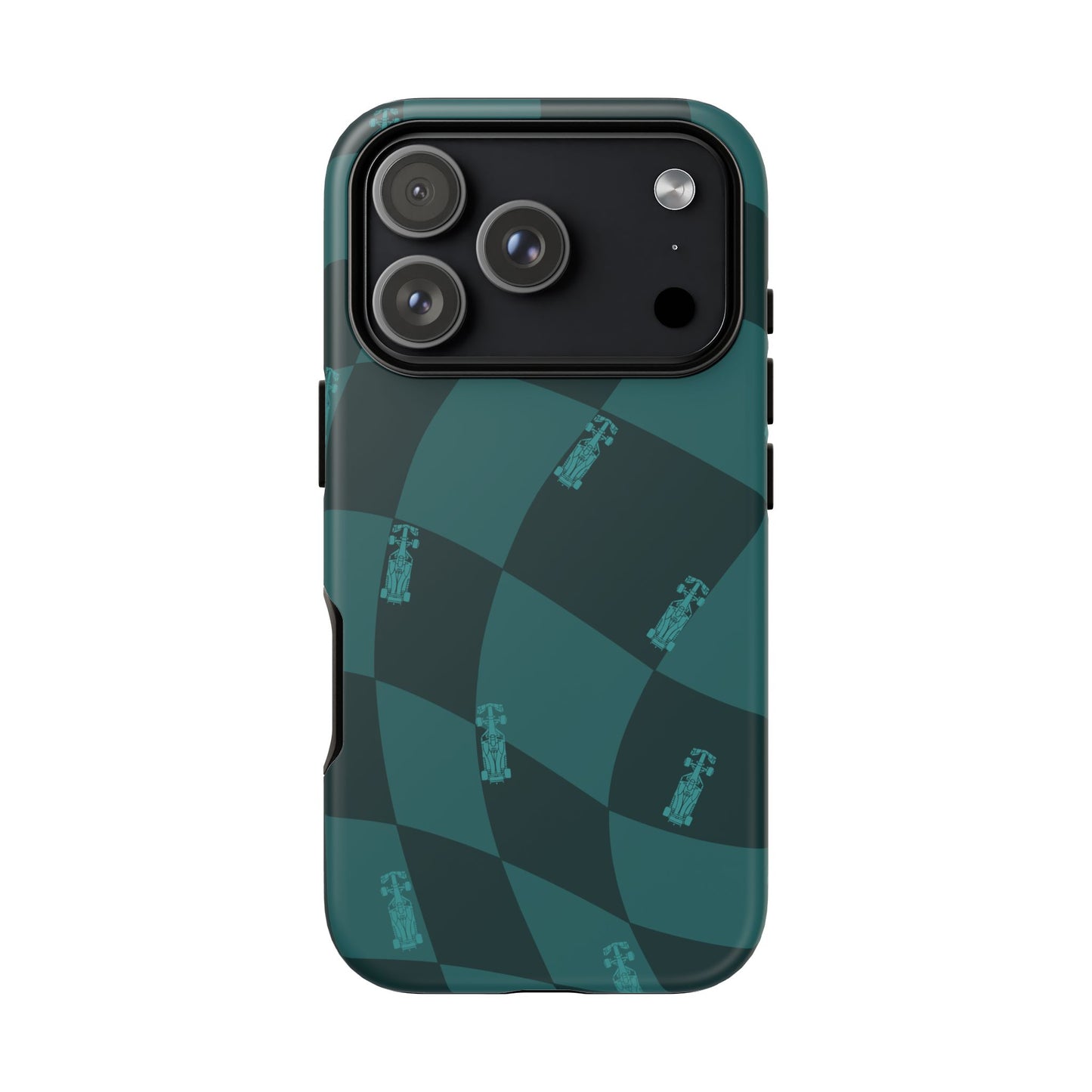 F1 Phone Case Teal Checkered Design, Trendy F1 Gift, Formula 1 Gift, Cute F1 Phone Case, Unique Formula One Phone Case