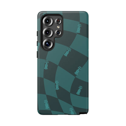 F1 Phone Case Teal Checkered Design, Trendy F1 Gift, Formula 1 Gift, Cute F1 Phone Case, Unique Formula One Phone Case