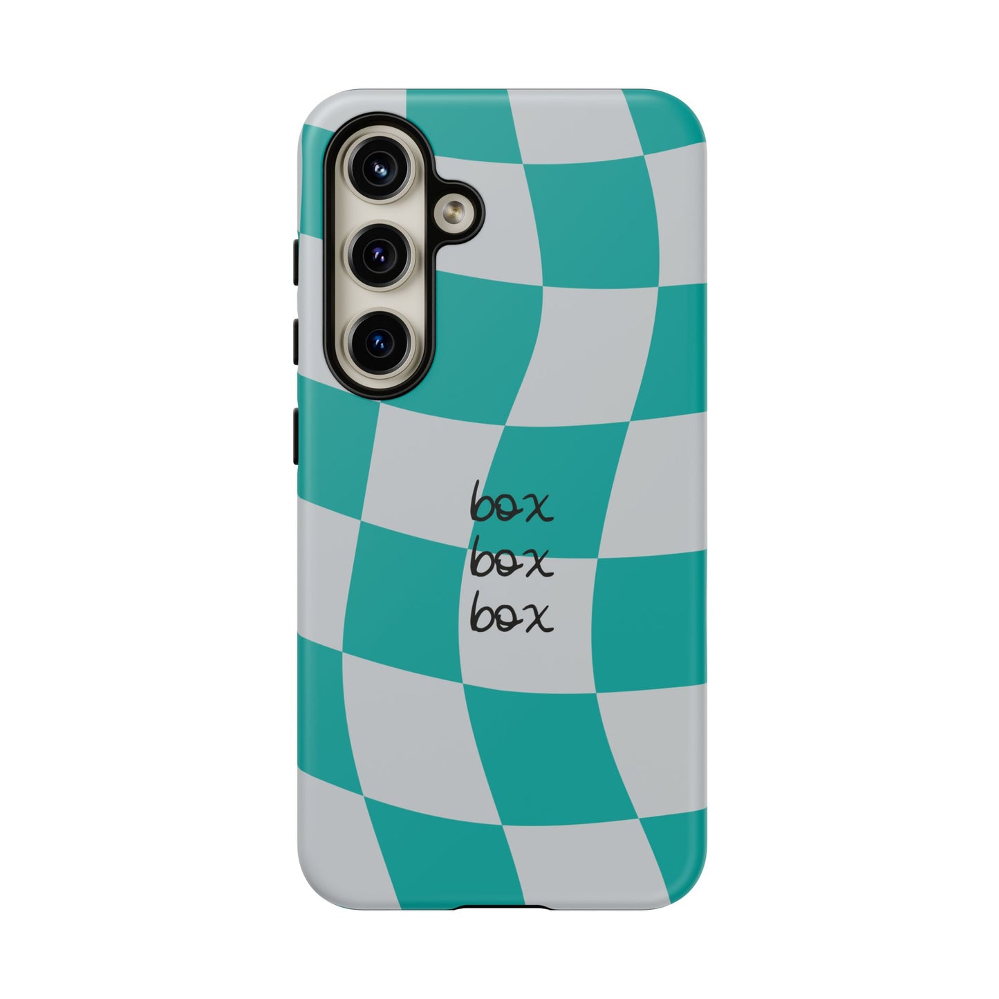 Mercedes Teal and Grey Checkered F1 Phone Case, Box Box Box F1 Phone Case