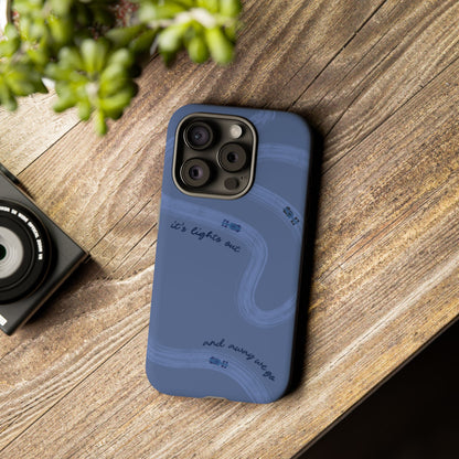 F1 Phone Case Monochrome Dark Blue Painted "its lights out and away we go", Trendy F1 Gift, Formula 1 Gift, Cute F1 Phone Case, Phone Case