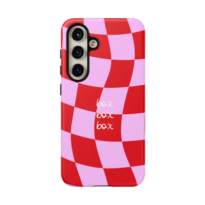 Pink and Red Checkered F1 Phone Case, Box Box Box F1 Phone Case