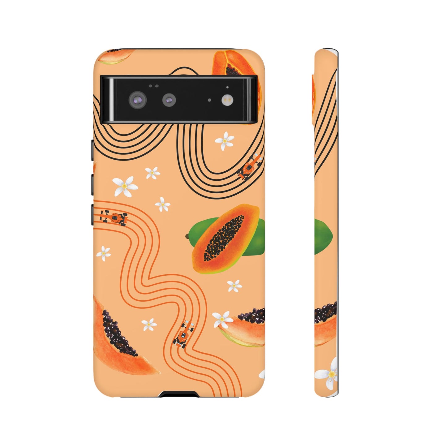 Orange F1 McLaren and Papaya Phone Case, Trendy F1 Gift, Formula 1 Gift, Cute Fruit F1 Phone Case, Unique Phone Case