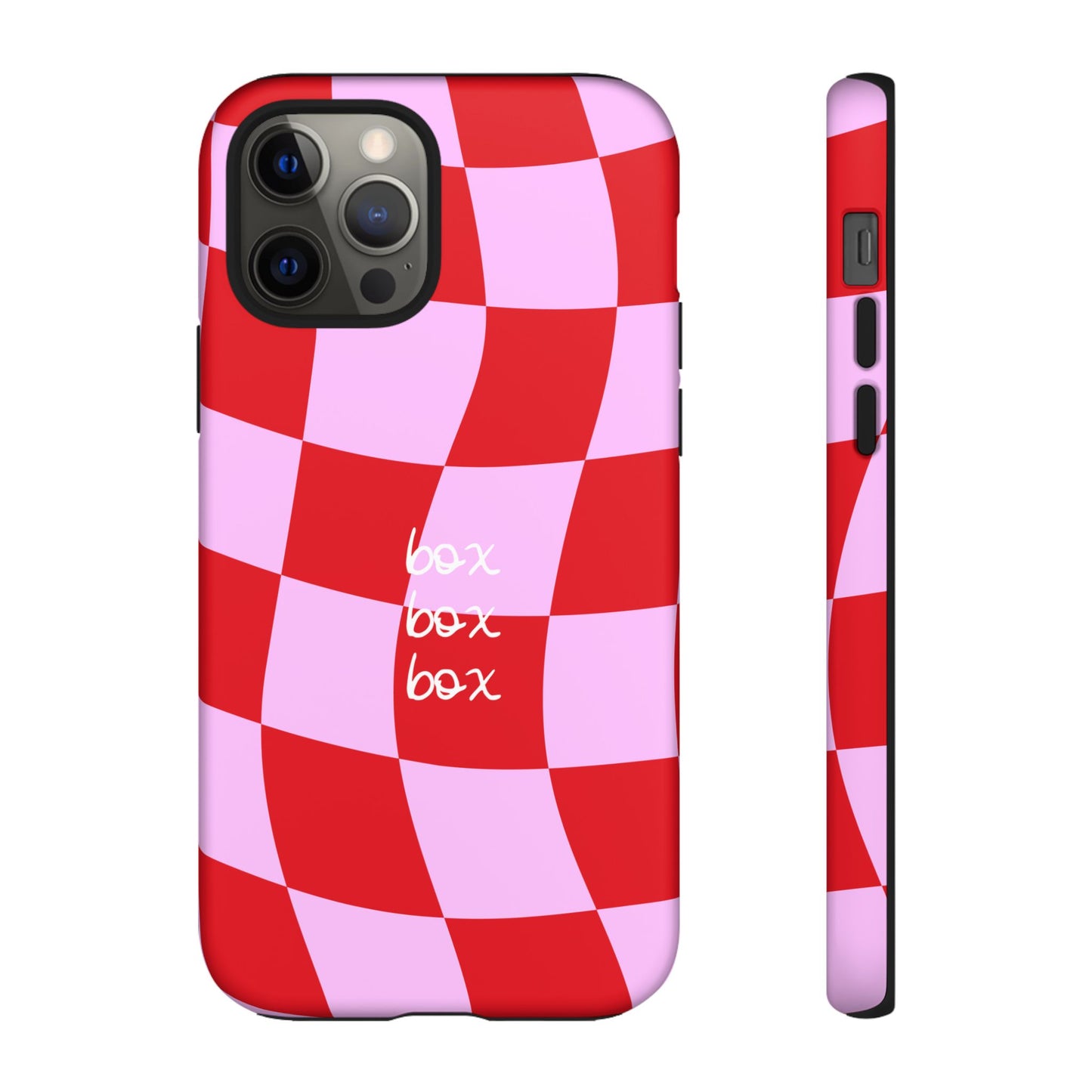 Pink and Red Checkered F1 Phone Case, Box Box Box F1 Phone Case