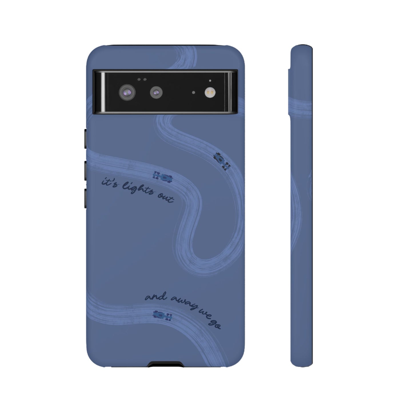 F1 Phone Case Monochrome Dark Blue Painted "its lights out and away we go", Trendy F1 Gift, Formula 1 Gift, Cute F1 Phone Case, Phone Case