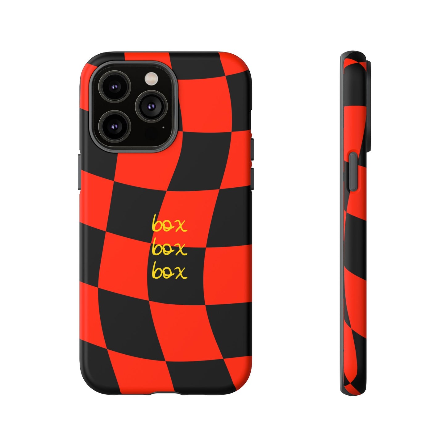 F1 Ferrari Black and Red Checkered Phone Case, Box Box Box F1 Phone Case