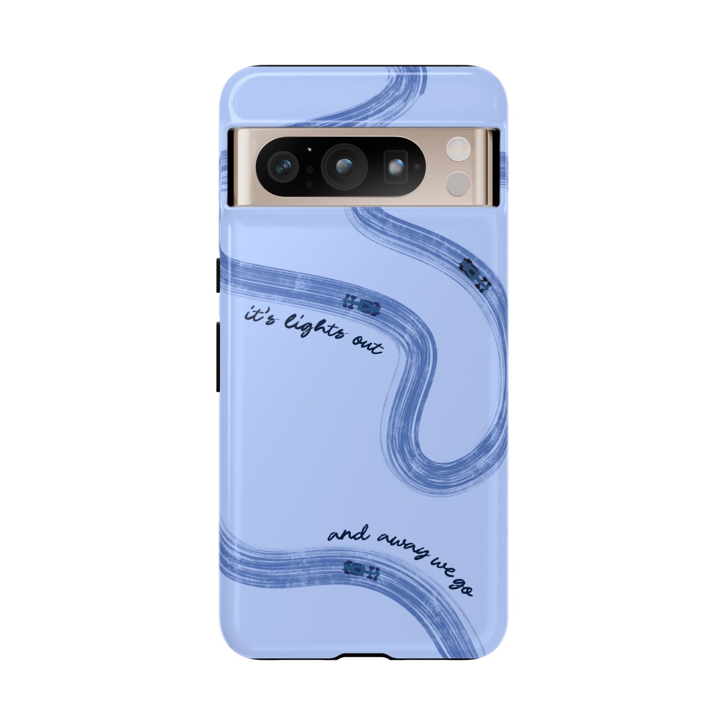 F1 Phone Case Monochrome Blue Painted "its lights out and away we go", Trendy F1 Gift, Formula 1 Gift, Cute F1 Phone Case, Phone Case