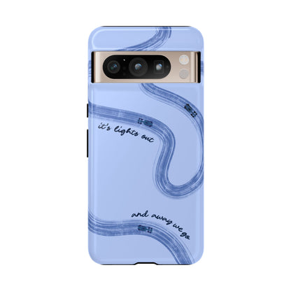 F1 Phone Case Monochrome Blue Painted "its lights out and away we go", Trendy F1 Gift, Formula 1 Gift, Cute F1 Phone Case, Phone Case