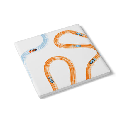 F1 McLaren Ceramic Coaster | Orange & Blue Tracks