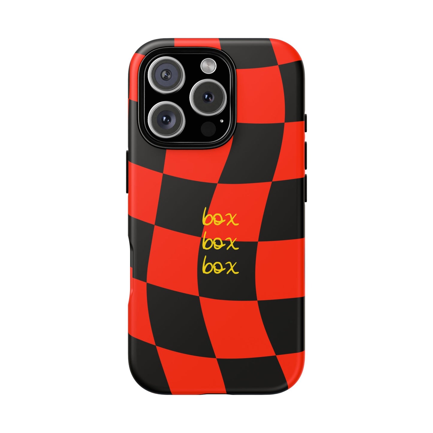 F1 Ferrari Black and Red Checkered Phone Case, Box Box Box F1 Phone Case