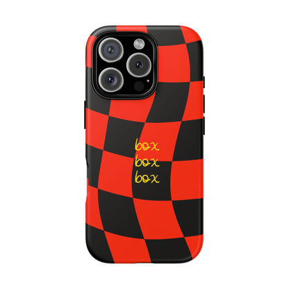 F1 Ferrari Black and Red Checkered Phone Case, Box Box Box F1 Phone Case