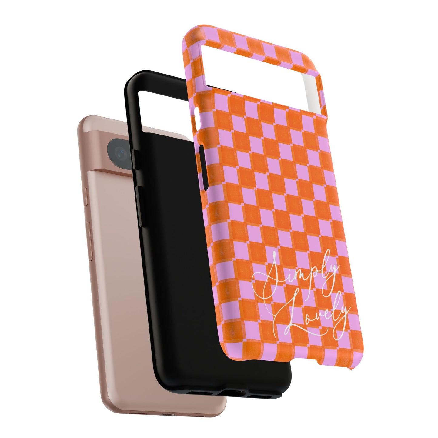 Simply Lovely Orange and Pink Checkered F1 Phone Case Design, Trendy F1 Gift, Formula 1 Gift, Cute F1 Phone Case