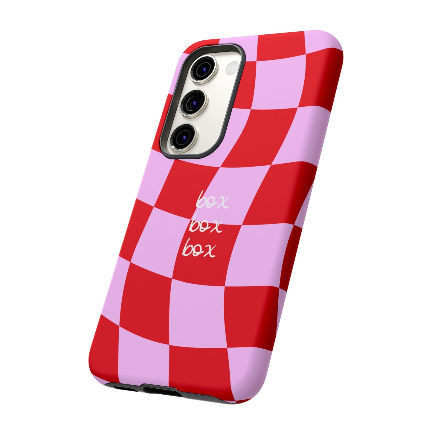 Pink and Red Checkered F1 Phone Case, Box Box Box F1 Phone Case