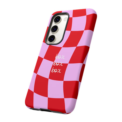 Pink and Red Checkered F1 Phone Case, Box Box Box F1 Phone Case