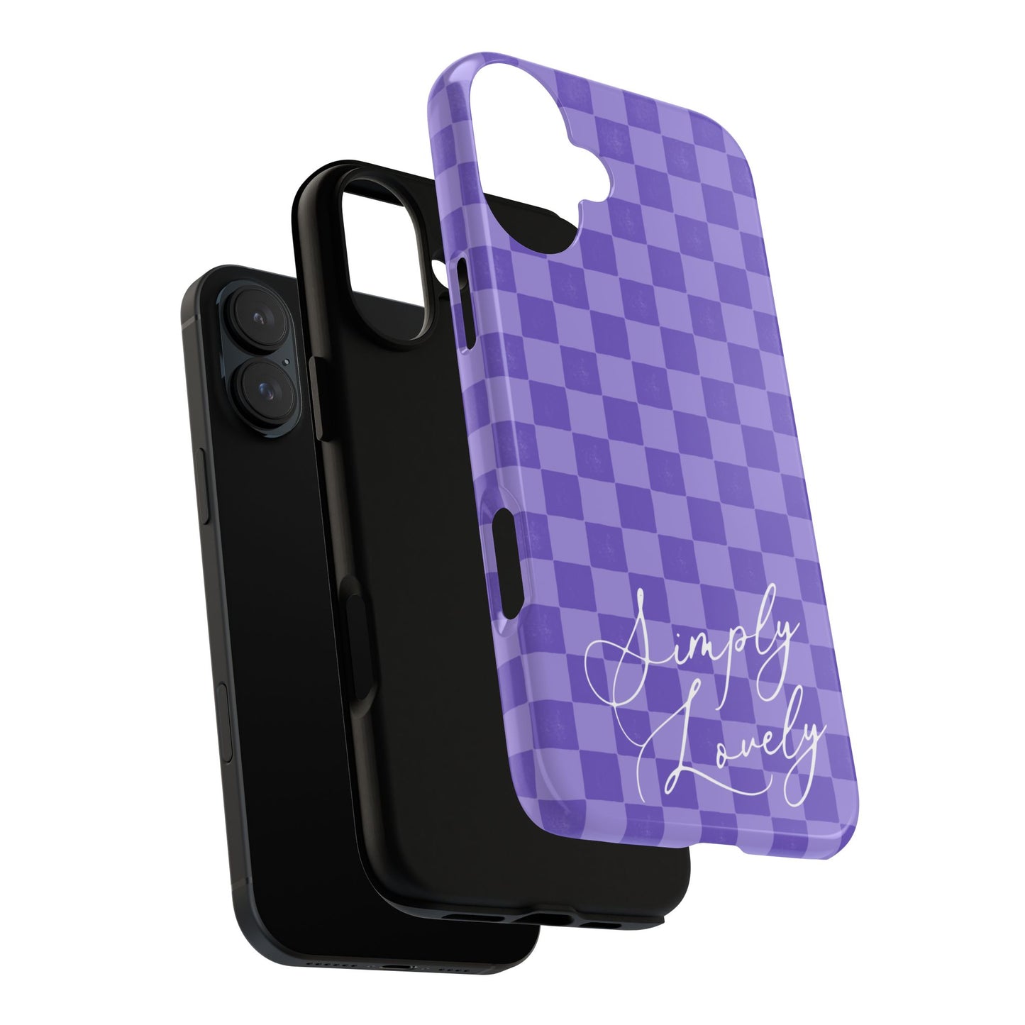 Simply Lovely Purple Checkered F1 Phone Case Design, Trendy F1 Gift, Formula 1 Gift, Cute F1 Phone Case