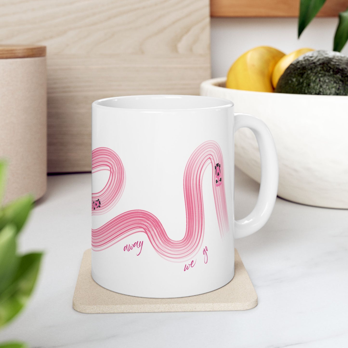 Pink Painted F1  It's Lights Out and Away We Go Mug, Unique Gift for Coffee Lovers, Whimsical Formula 1 Gift