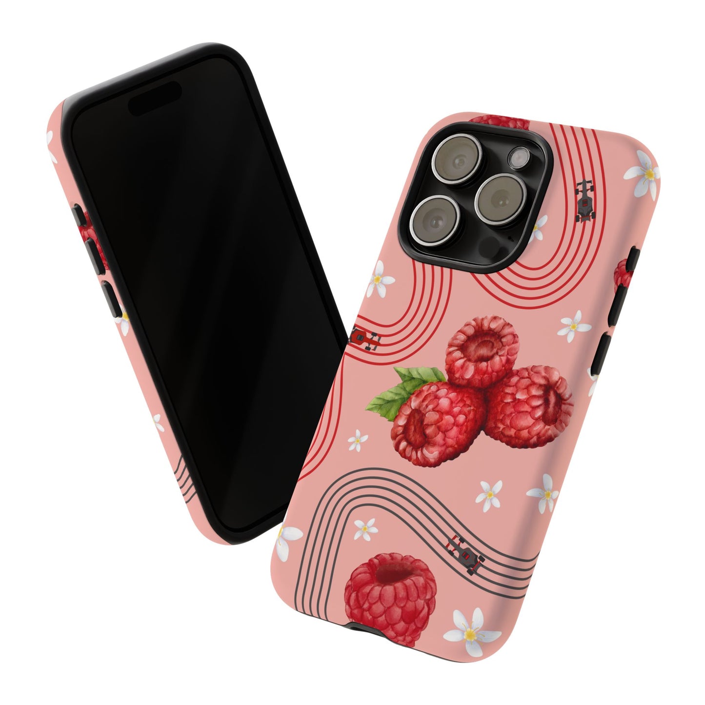 Red F1 Haas and Raspberries Phone Case, Trendy F1 Gift, Formula 1 Gift, Cute Fruit F1 Phone Case, Unique Phone Case