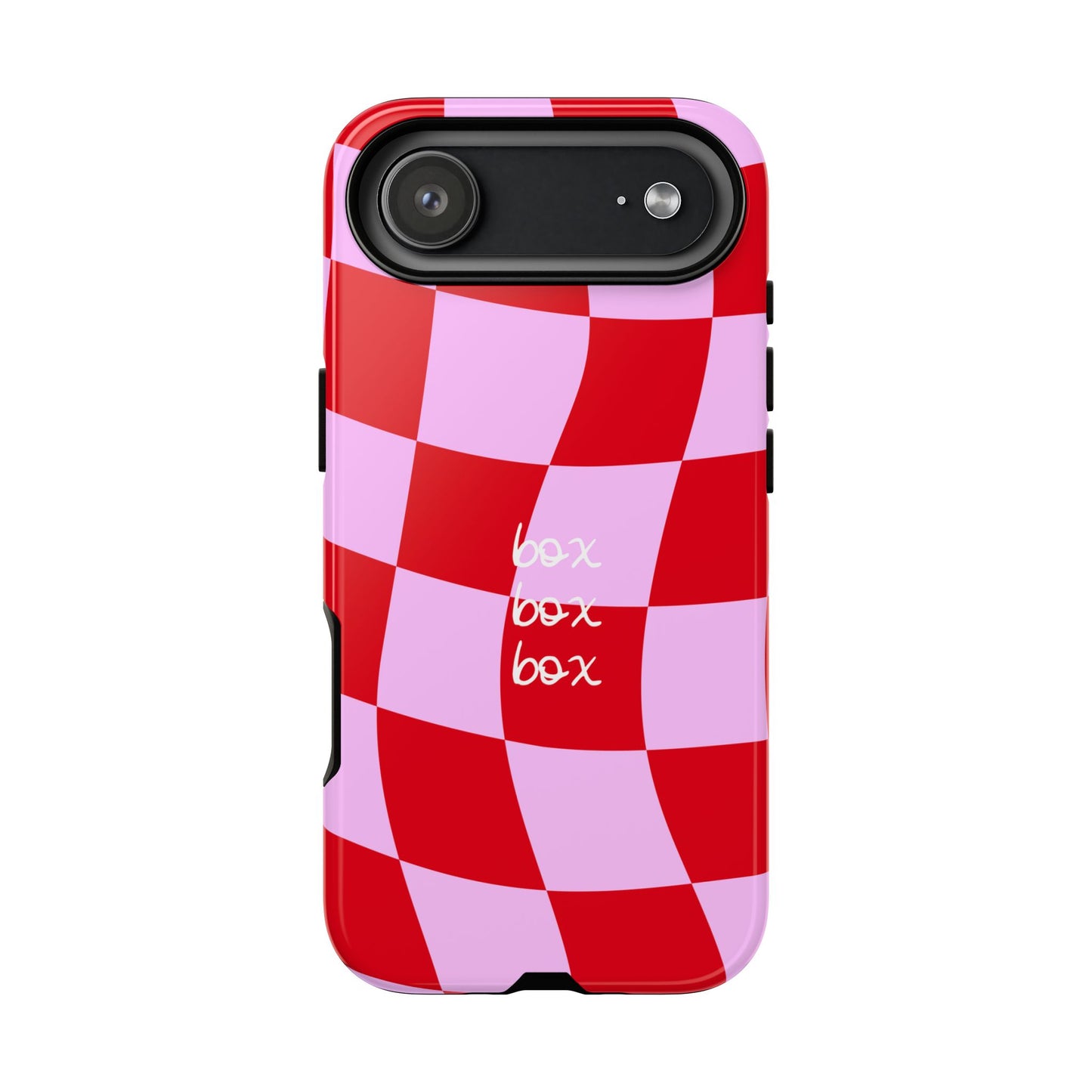 Pink and Red Checkered F1 Phone Case, Box Box Box F1 Phone Case