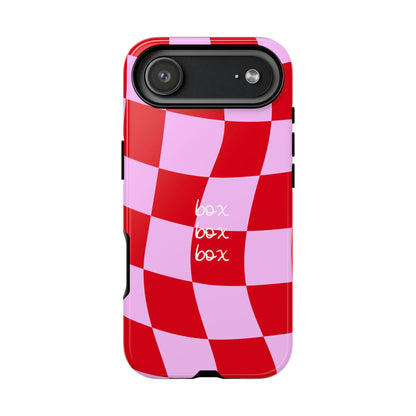 Pink and Red Checkered F1 Phone Case, Box Box Box F1 Phone Case