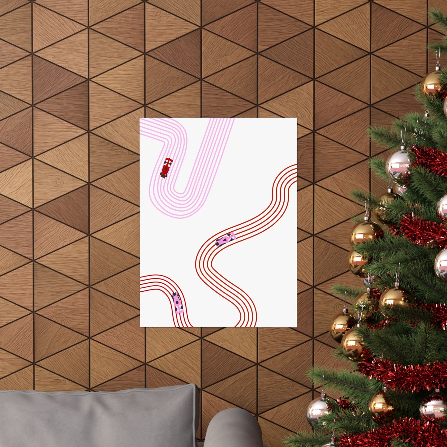 Pink and Red Abstract F1 Matte Vertical Poster | F1 Giclée Art Print (US SIZING)