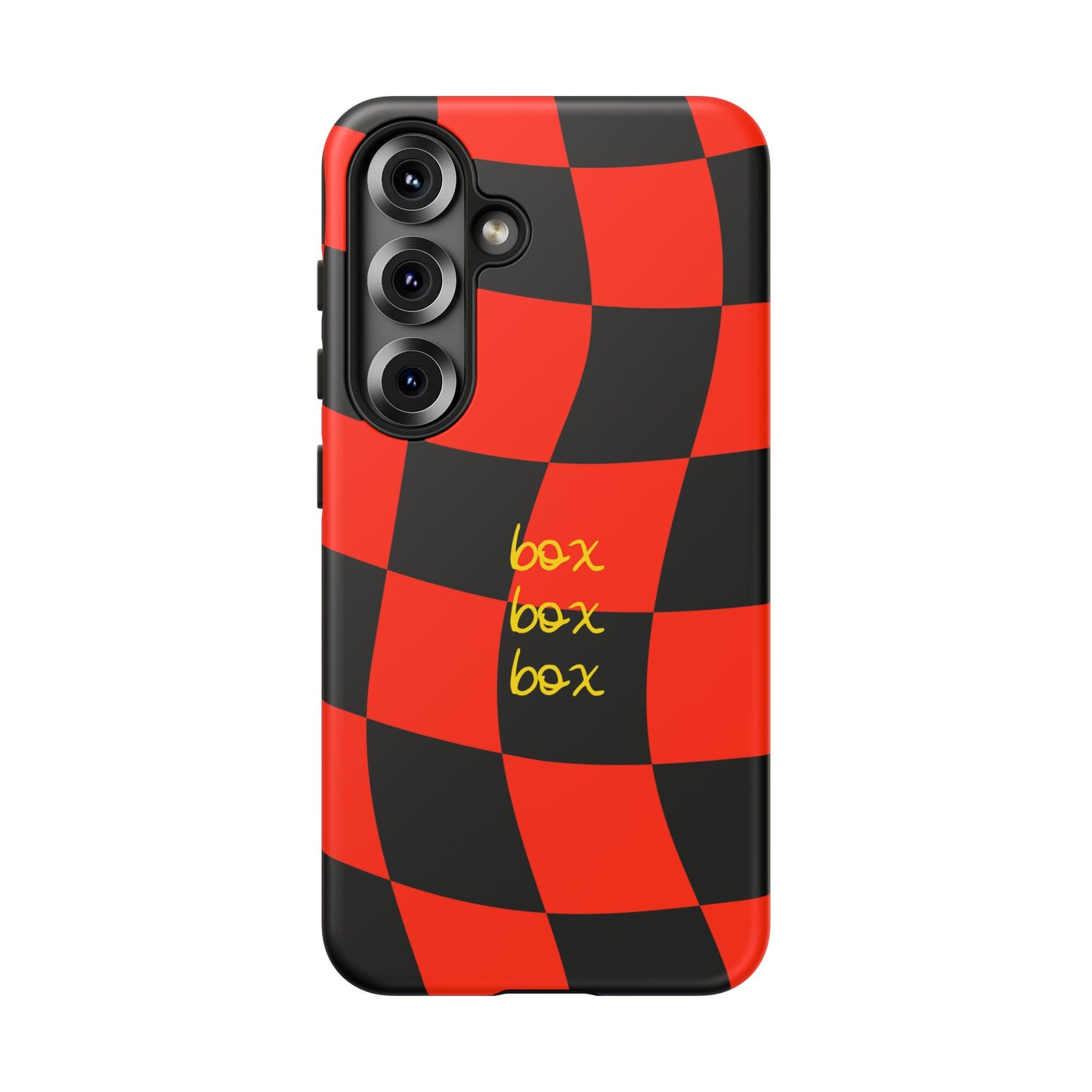 F1 Ferrari Black and Red Checkered Phone Case, Box Box Box F1 Phone Case