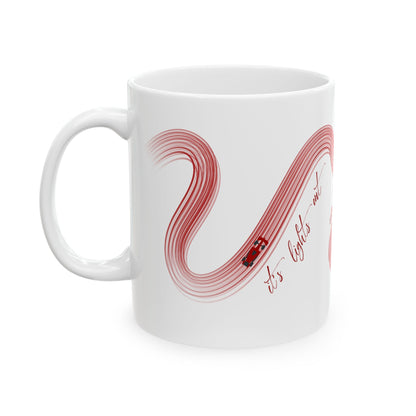 Red Painted F1  It's Lights Out and Away We Go Mug, Unique Gift for Coffee Lovers, Whimsical Formula 1 Gift