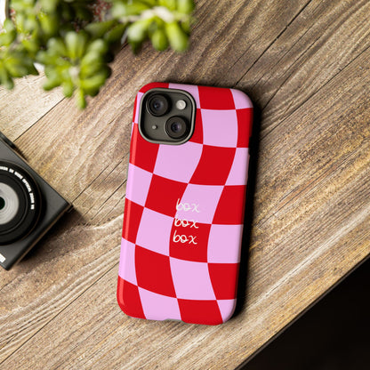 Pink and Red Checkered F1 Phone Case, Box Box Box F1 Phone Case