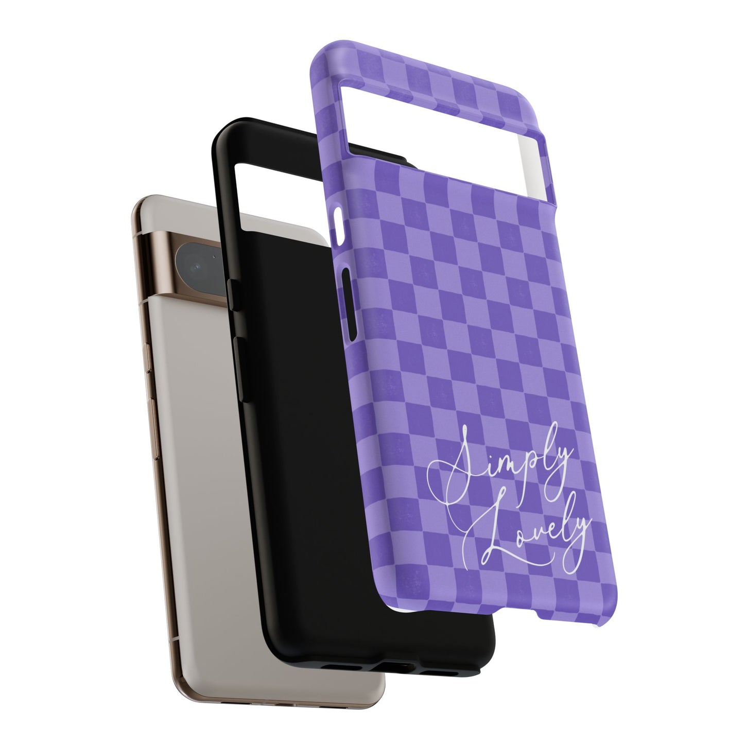 Simply Lovely Purple Checkered F1 Phone Case Design, Trendy F1 Gift, Formula 1 Gift, Cute F1 Phone Case