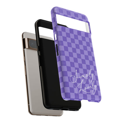 Simply Lovely Purple Checkered F1 Phone Case Design, Trendy F1 Gift, Formula 1 Gift, Cute F1 Phone Case