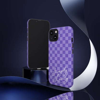 Simply Lovely Purple Checkered F1 Phone Case Design, Trendy F1 Gift, Formula 1 Gift, Cute F1 Phone Case