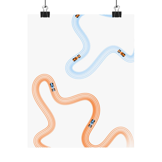 McLaren Orange and Blue F1 Matte Vertical Poster | Formula 1 Art Print (US SIZING)