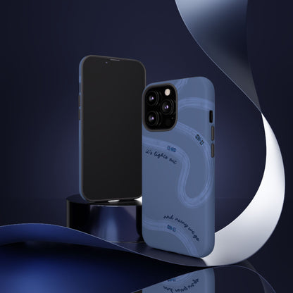 F1 Phone Case Monochrome Dark Blue Painted "its lights out and away we go", Trendy F1 Gift, Formula 1 Gift, Cute F1 Phone Case, Phone Case