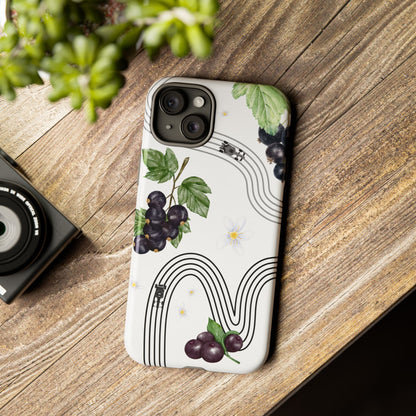 F1 Cadillac and Black Currants Phone Case, Trendy F1 Gift, Formula 1 Gift, Cute Fruit F1 Phone Case, Unique Phone Case