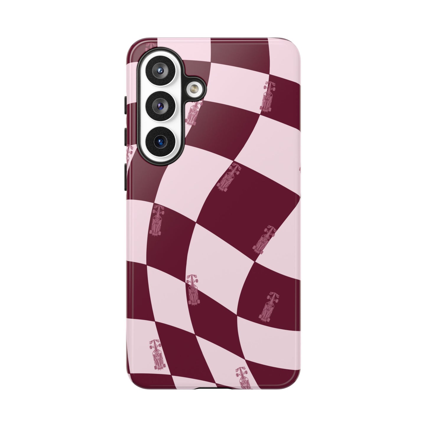 F1 Phone Case Pink Checkered Design, Trendy F1 Gift, Formula 1 Gift, Cute F1 Phone Case, Unique Formula One Phone Case