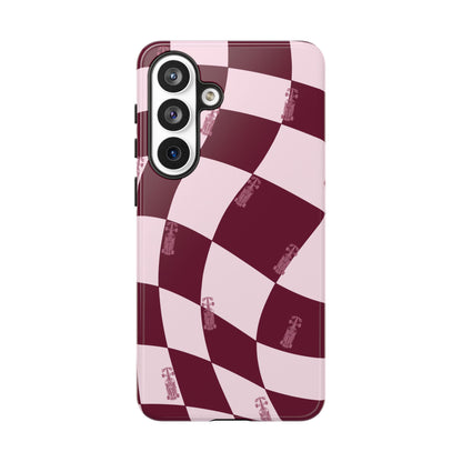 F1 Phone Case Pink Checkered Design, Trendy F1 Gift, Formula 1 Gift, Cute F1 Phone Case, Unique Formula One Phone Case