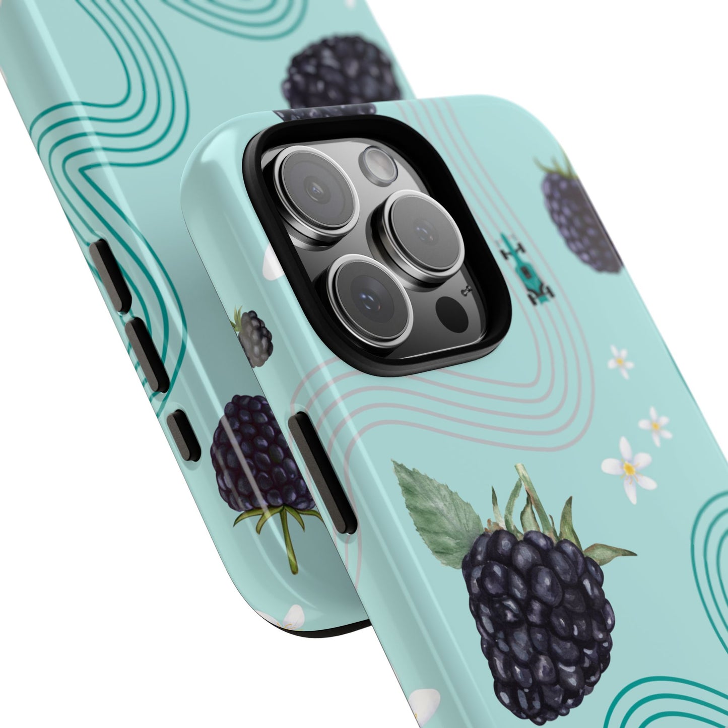 Teal F1 Mercedes and Blackberries Phone Case , Trendy F1 Gift, Formula 1 Gift, Cute Fruit F1 Phone Case, Unique Phone Case