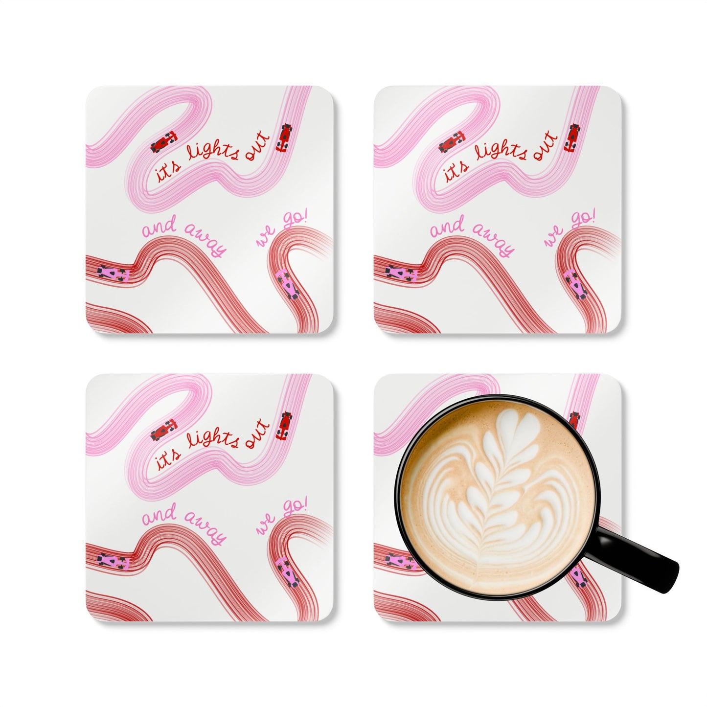 it's lights out and away we go coaster | corkwood coaster set
