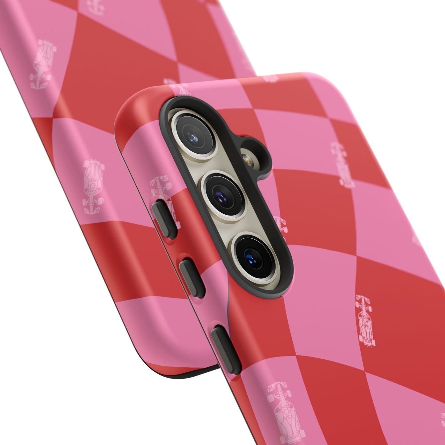 F1 Phone Case Pink and Red Checkerboard Design, Trendy F1 Gift, Girly Formula 1 Gift, Cute F1 Phone Case, Unique Formula One Phone Case