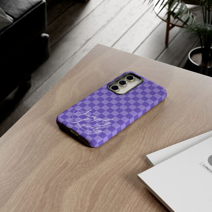 Simply Lovely Purple Checkered F1 Phone Case Design, Trendy F1 Gift, Formula 1 Gift, Cute F1 Phone Case