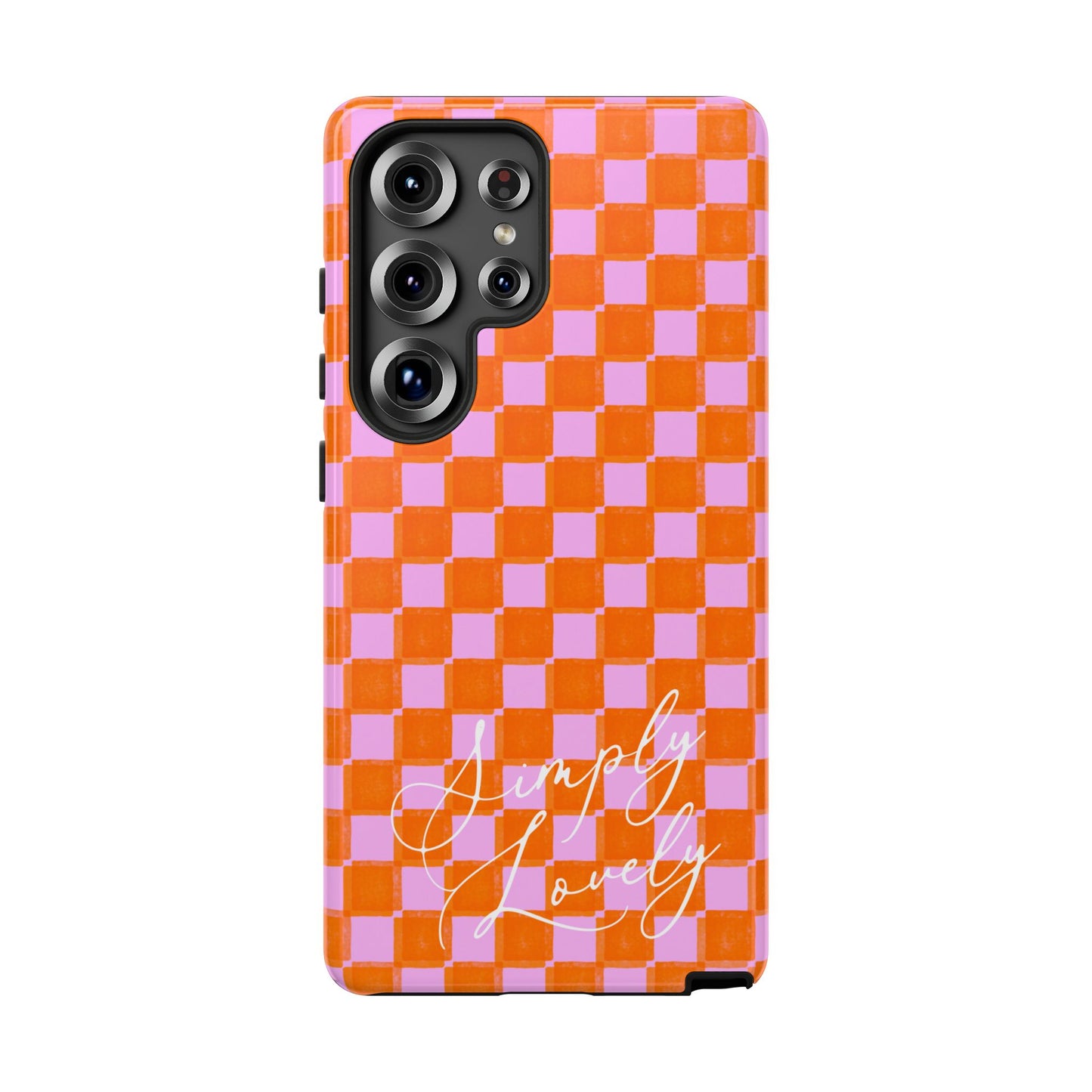 Simply Lovely Orange and Pink Checkered F1 Phone Case Design, Trendy F1 Gift, Formula 1 Gift, Cute F1 Phone Case