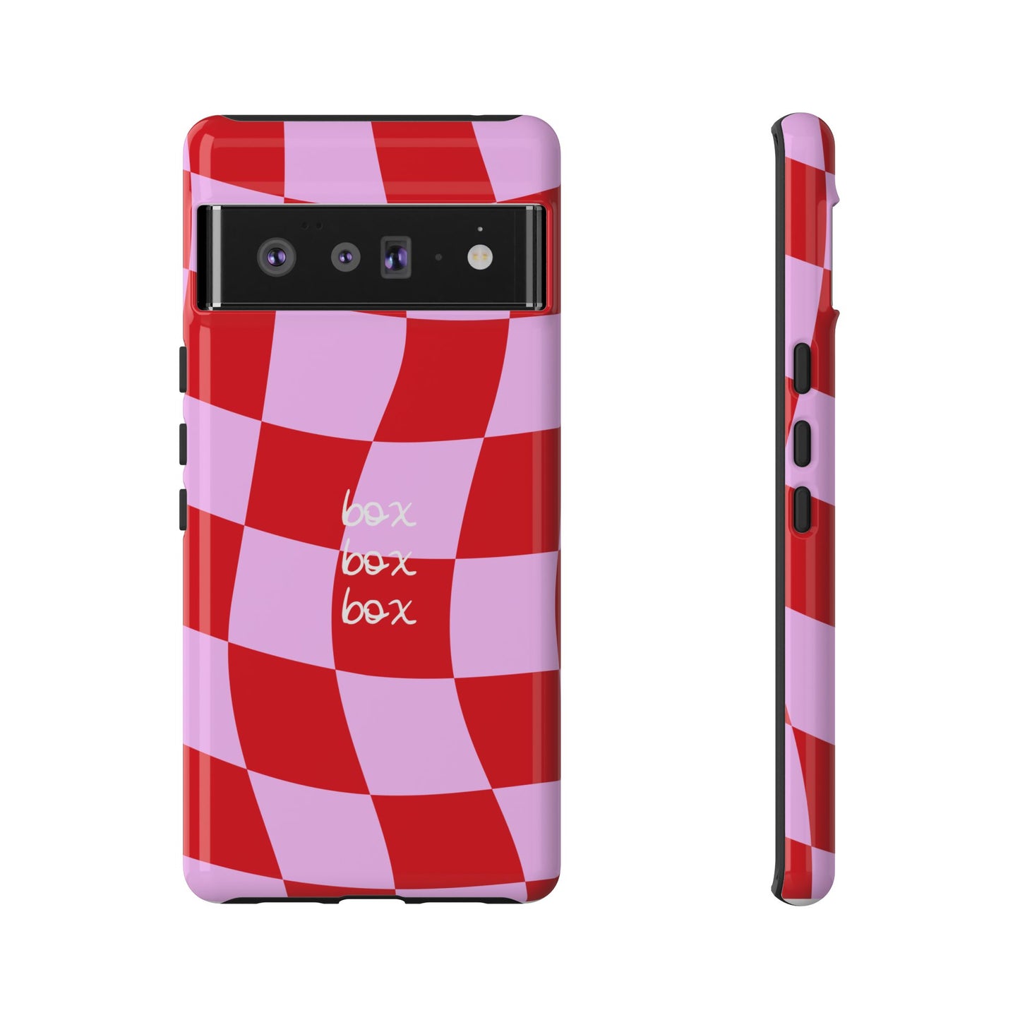Pink and Red Checkered F1 Phone Case, Box Box Box F1 Phone Case